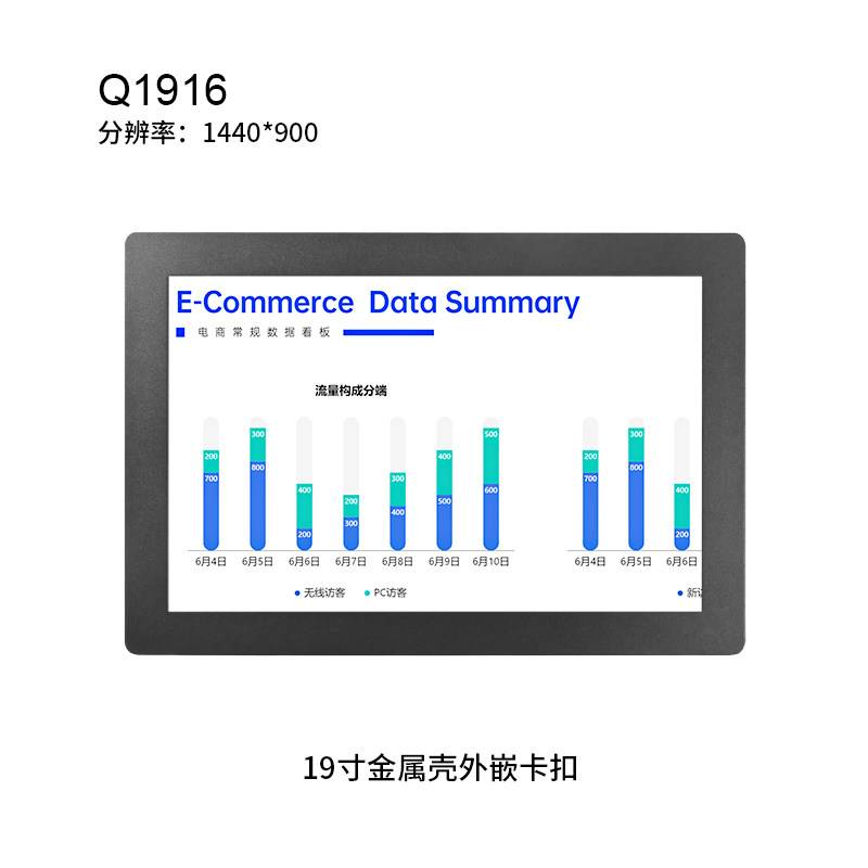 19寸宽屏（16:10）金属壳卡扣外嵌显示器